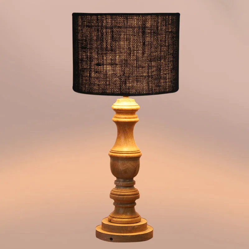 Sienna I Carve Wooden Table Lamp - Black,Brown media 4