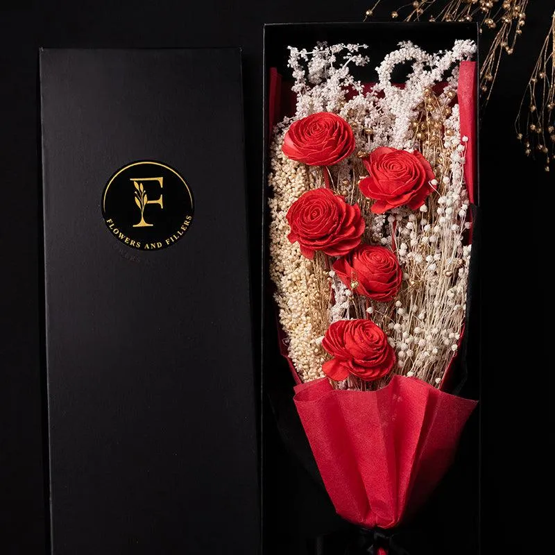 Timeless Maroon Bloom Naturally Dried Boquet Box media 4