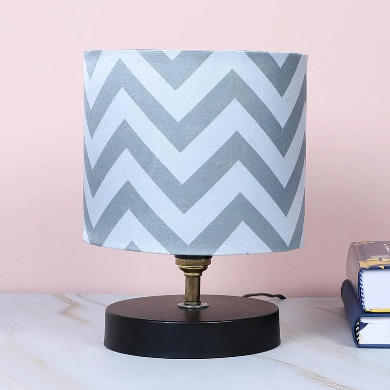 Chevron Light Loop Printed Iron Table Lamp - Grey,White,Black media 2