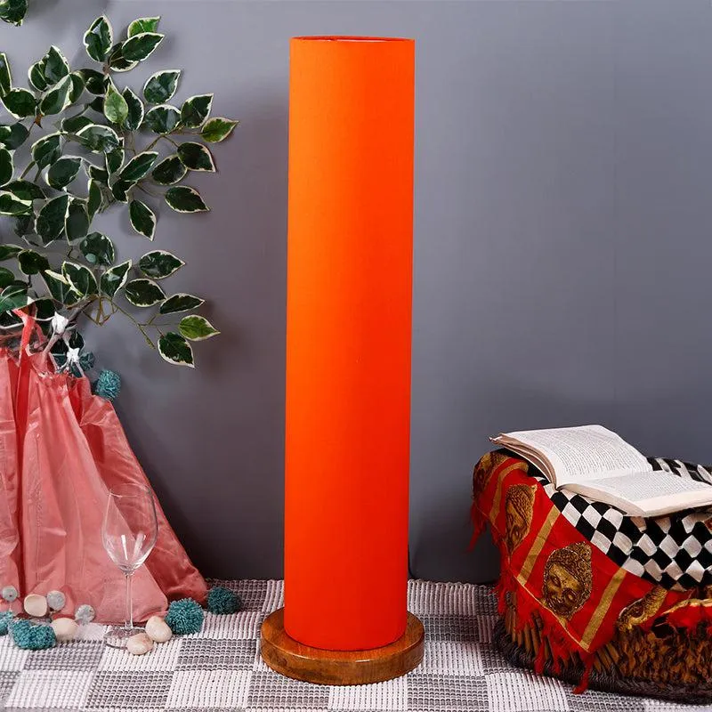 Agia Wooden Tower Floor Lamp With Jute Shade - Orange media 2
