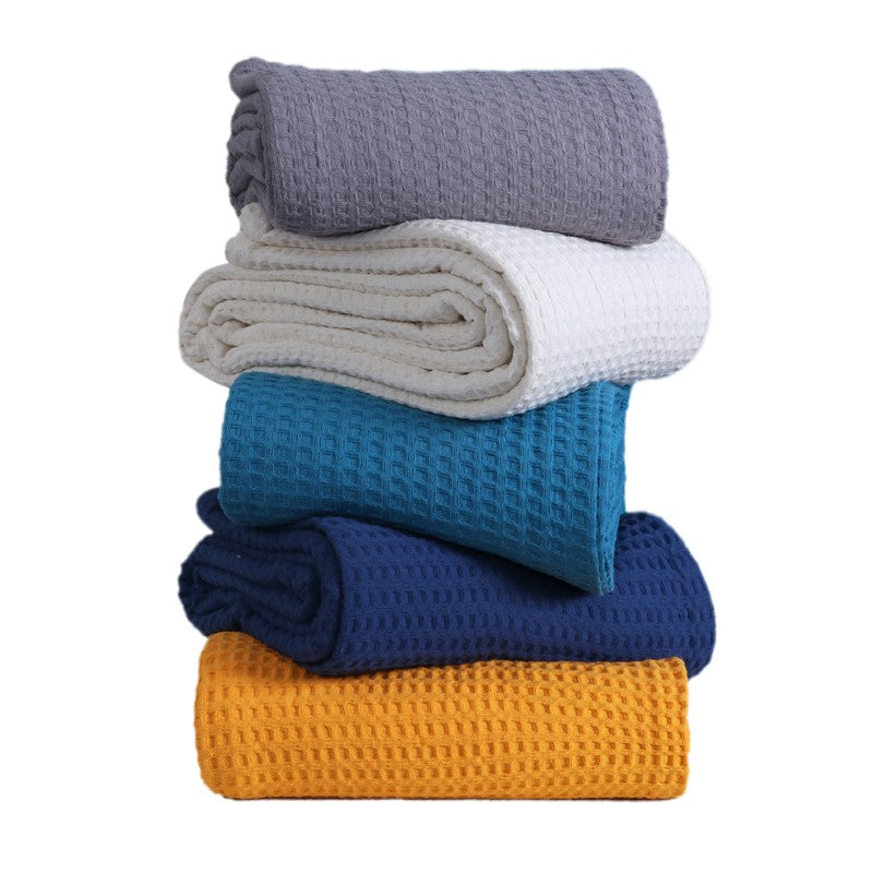Axitra Wafel Weave Cotton Blanket - Yellow media 8
