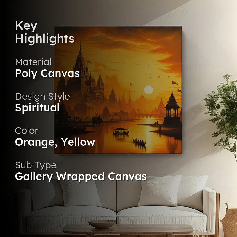 Golden City At Sunset Poly Canvas Wall Painting media 2