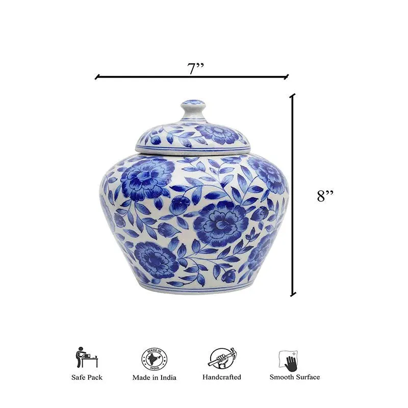 Indigo Phulkari Handpainted Vase media 3