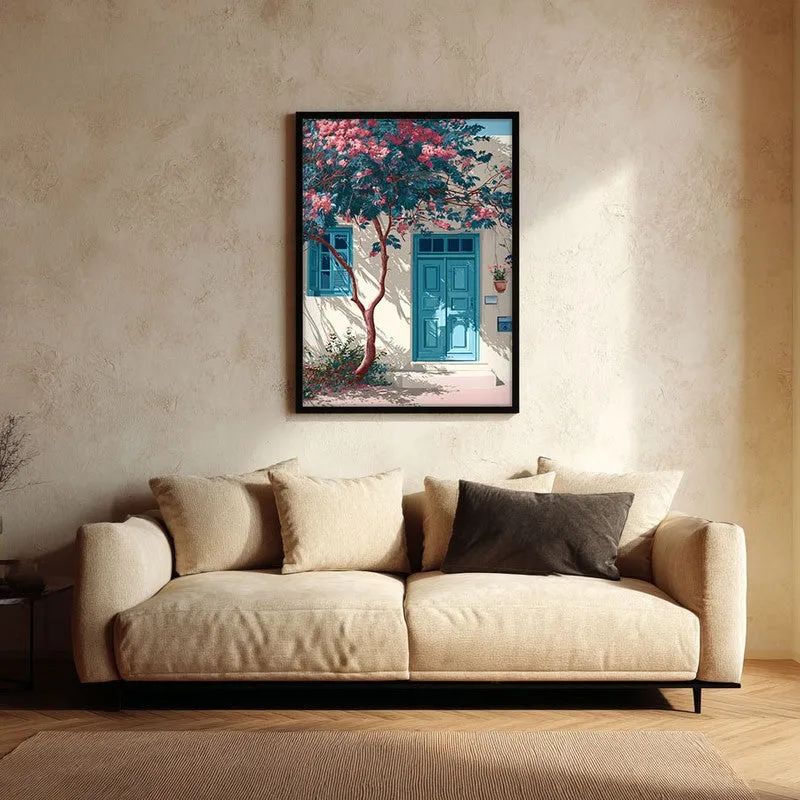 Sunlit Wall Canvas Wall Painting - Black Frame media 1