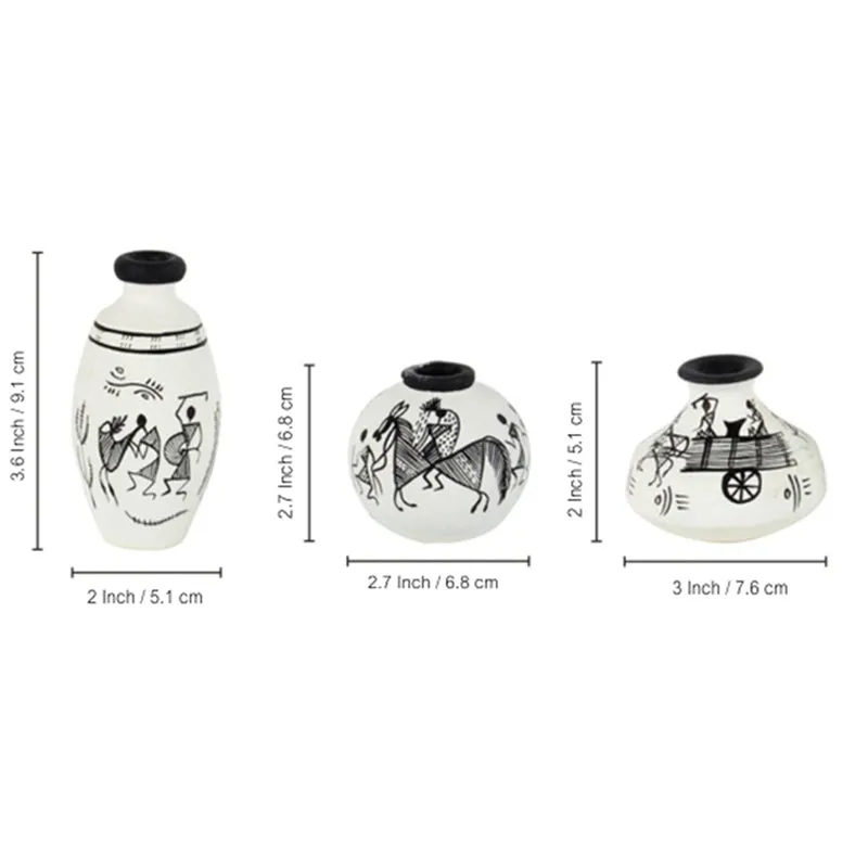 Pali Handpainted Terracotta Vase - Three Piece Set media 8