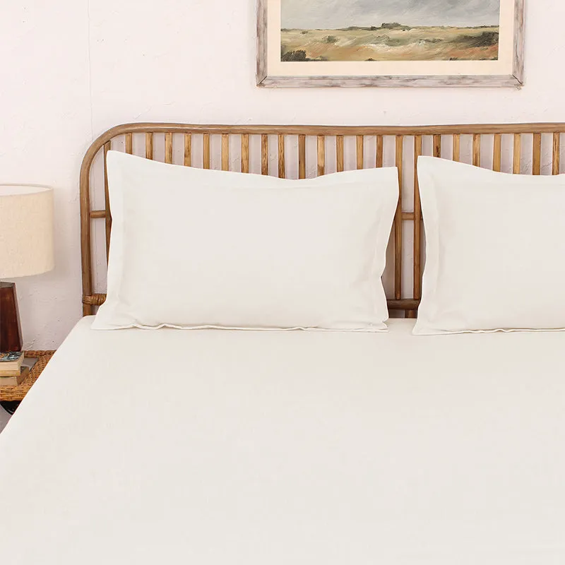 Blanqa Solid Cotton Bedsheet (White) - 300 TC media 4