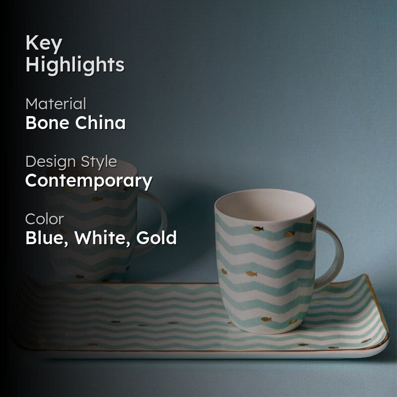 Wavy Bone China Coffee Mug  - Set of Three media 2