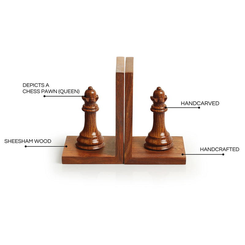 Checkmate Charm Handcarved Sheesham Wood Book End - Set Of Two image 6