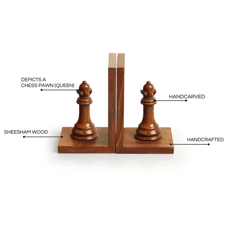 Checkmate Charm Handcarved Sheesham Wood Book End - Set Of Two media 6