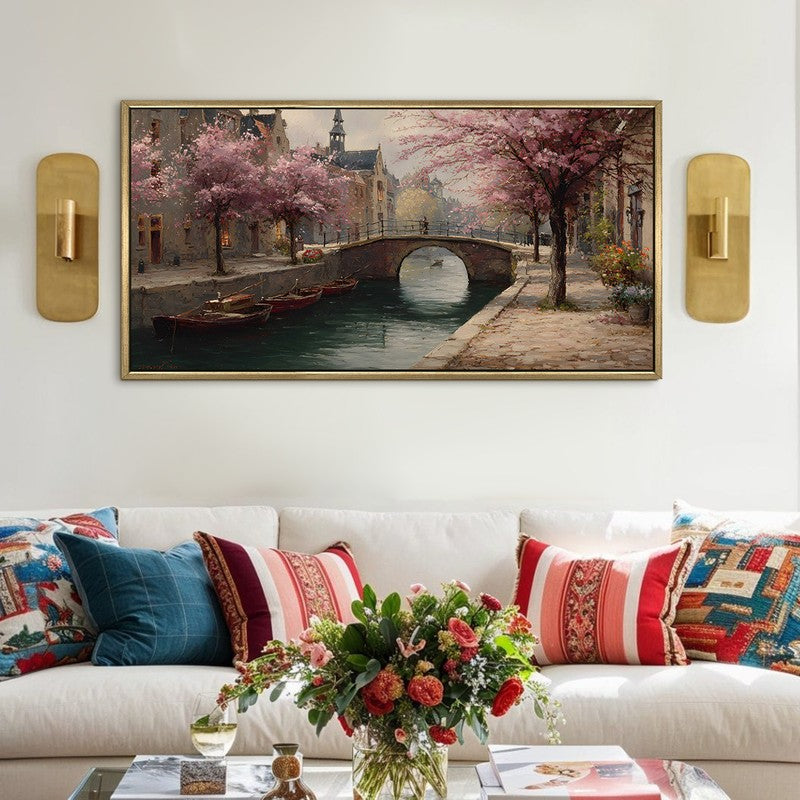 Blossom Bridge Canvas Wall Painting With Frame