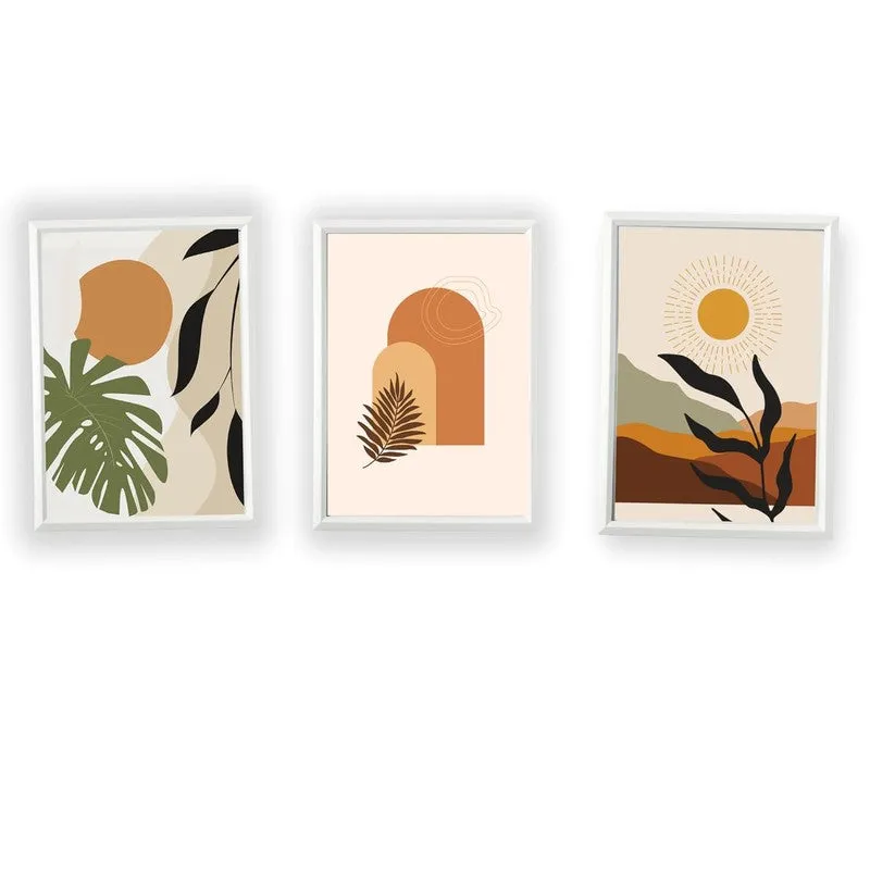 Earthy Aura Paper Wall Painting With Frame - White media 5