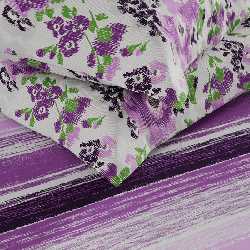 Somnio Geo Microfiber Microfiber Bedsheet (Purple) - 120 GSM media 6