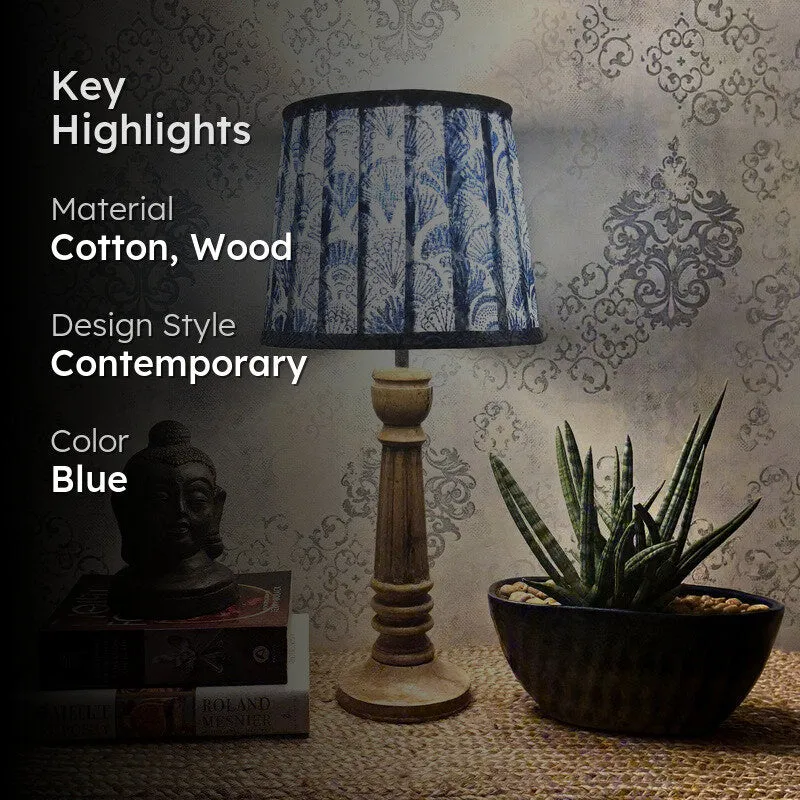 Modern Prism Wooden Base Cotton Table Lamp - Blue media 2