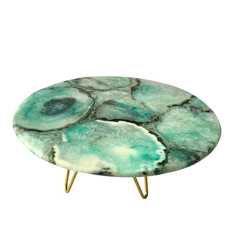 Myrla Handcrafted Agate Cake Stand - Beige media 5