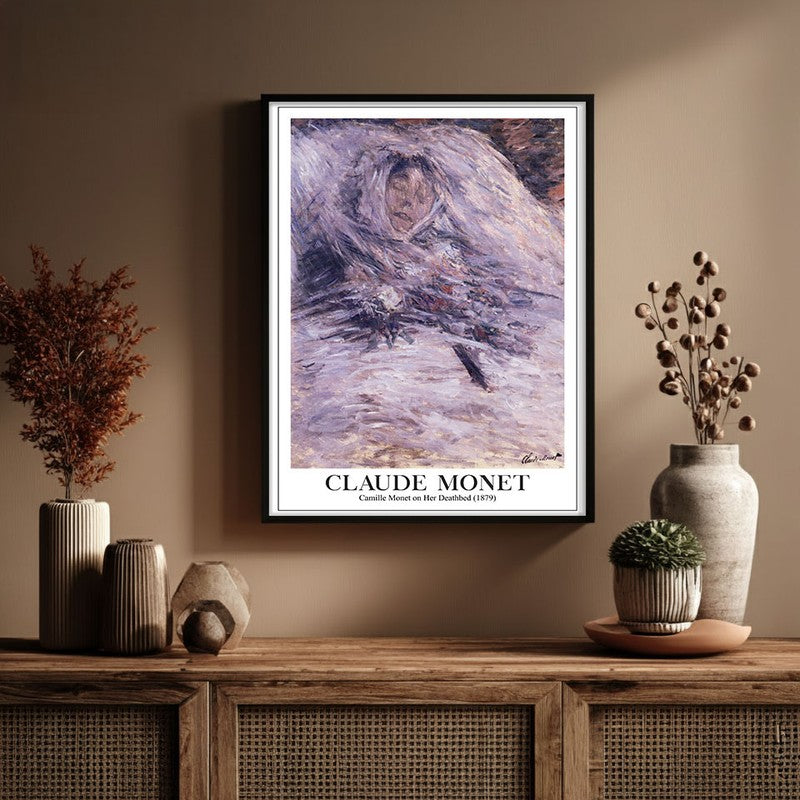 Camille Monet On Her Deathbed Archival Canvas Wall Painting - Black Frame