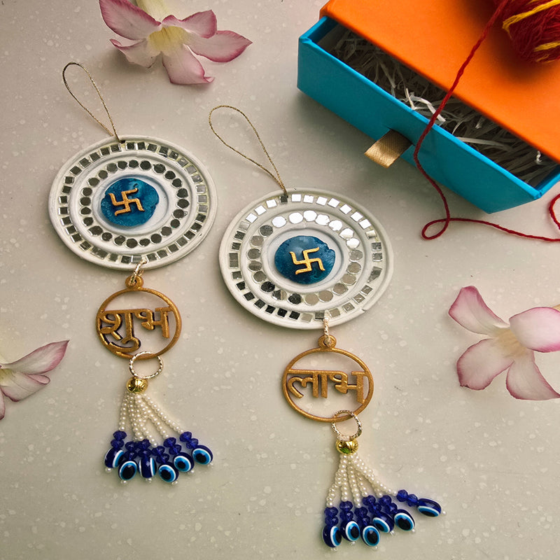 Agate Swastika Latkan - Set Of Two