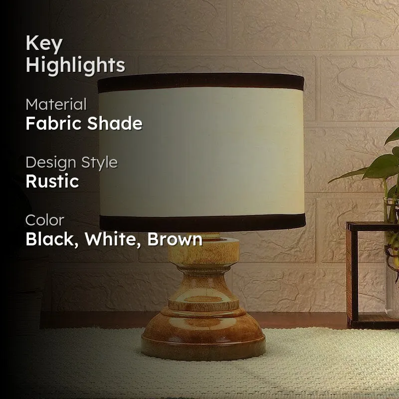 Striped Drum Fabric Table Lamp - Black,White media 2