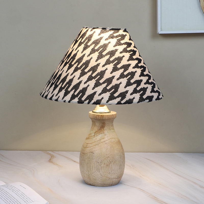 Chevronic Curve Mango Wood Table Lamp - Black, White