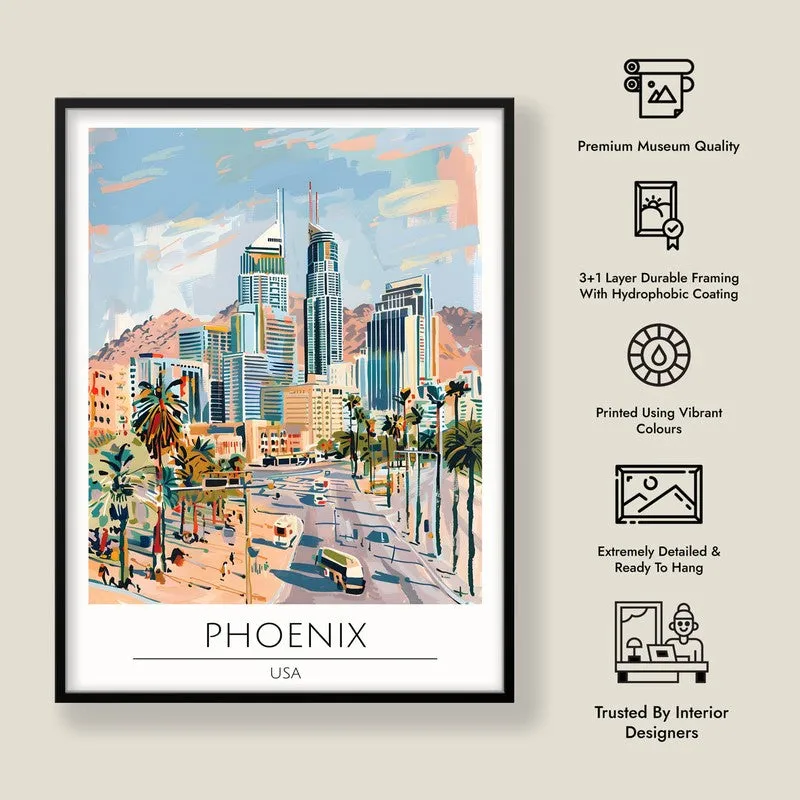 Vintage Phoenix Framed Canvas Wall Painting media 8