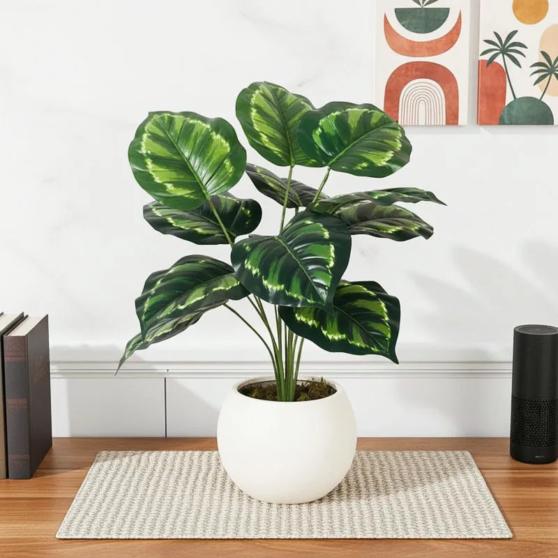 Faux Lush Krasten Monstera Plant With Black Plastic Pot - 1.8 Feet media 1