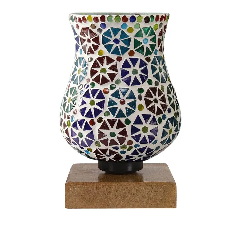 Auracraft Mosaic Glass Table Lamp With Wooden Base - Multicolor media 5