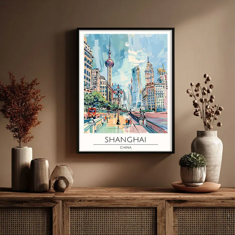 Vintage Shanghai Framed Canvas Wall Painting media 3
