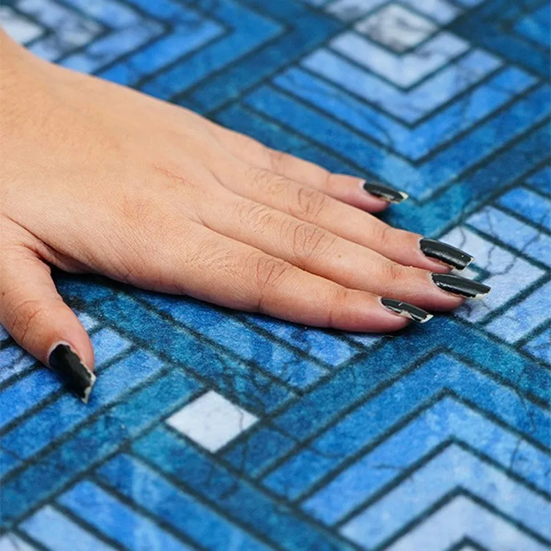 ContourLines Polyester Kitchen Floor Mats (Blue) - Set of Two media 8