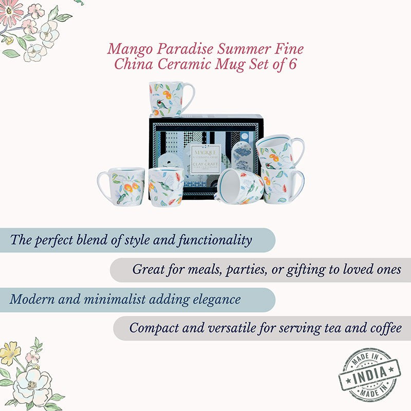 Magique: Mango Paradise Summer Fine China Cup (200 mL Each) - Set of Six media 5