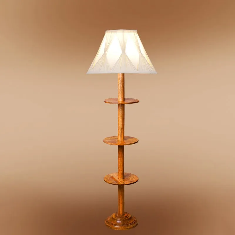 TierShimmer Tower Wooden Floor Lamp - White media 6