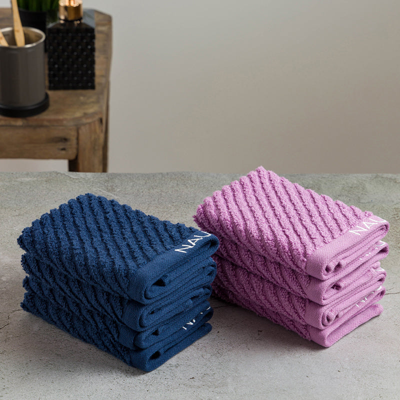 Nautica Riviera Soft Cotton Face Towel (Navy Blue & Lilac) - Set Of Eight media 4