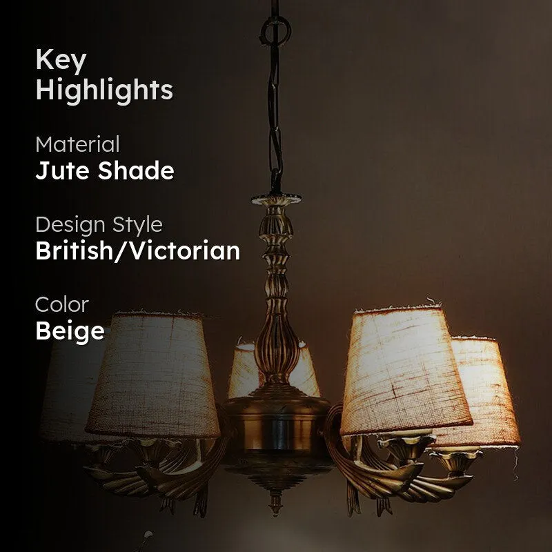 Vistara Conical Golden Antique Ceiling Lamp - Beige media 2