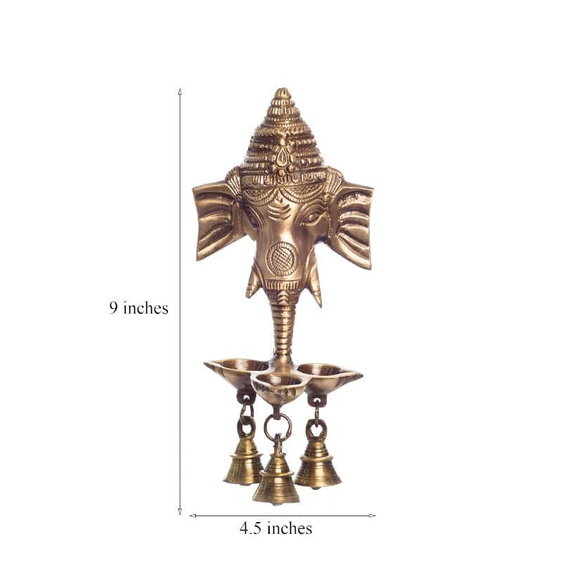 Ganesha Deepak Diya With Bell Wall Hanging media 4
