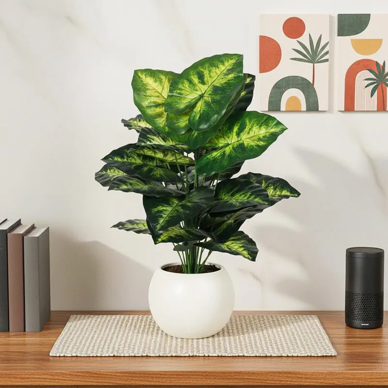 Faux Lush Monstera Plant With Black Plastic Pot - 2.6 Feet media 1