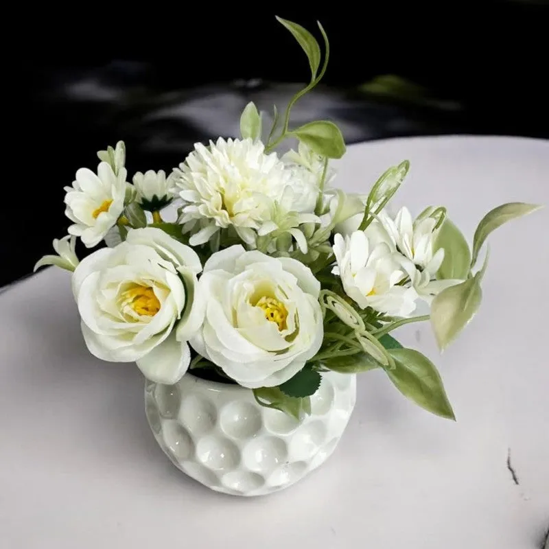 Faux Rosette Artificial Flower With Ceramic Pot media 3