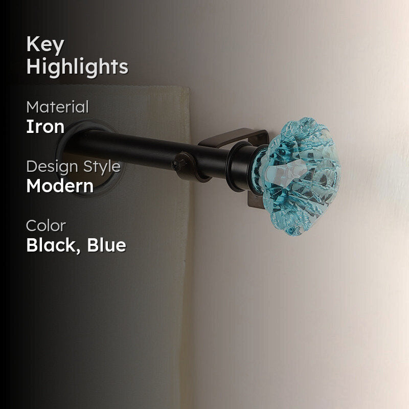 Etherea Extendable 1" Single Curtain Rod With Urn Finial & Brackets (Blue) media 2