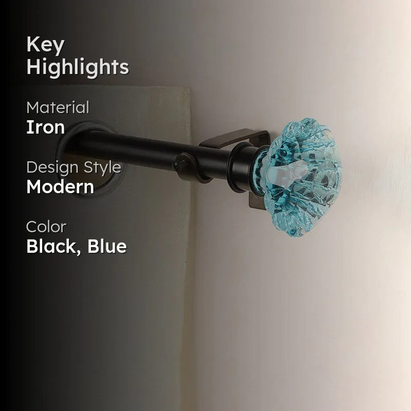 Etherea Extendable 1" Single Curtain Rod With Urn Finial & Brackets (Blue) media 2