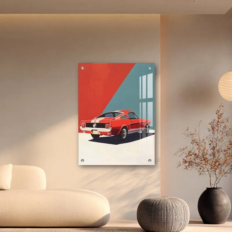 Funky Mustang Retro Car Acrylic Wall Art media 5