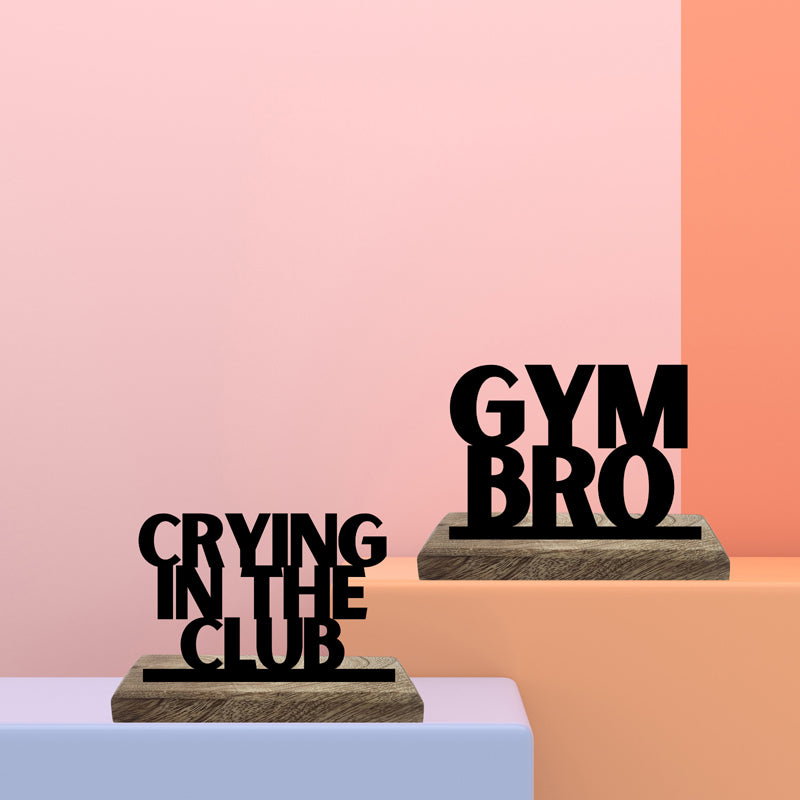 Gym Bro Typography Showpiece - Set Of Two