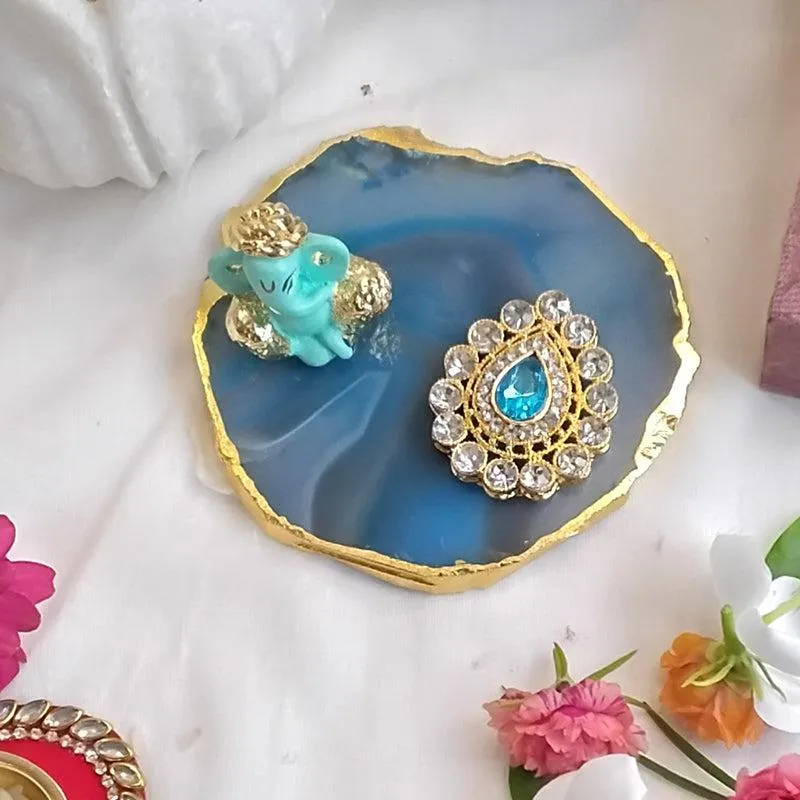 Ganpathi Festive Agate Showpiece - Green media 4