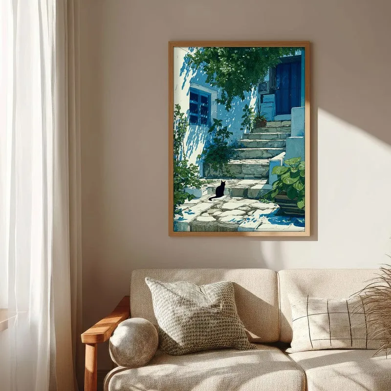 Coastal Village Canvas Wall Painting - Brown Frame media 6