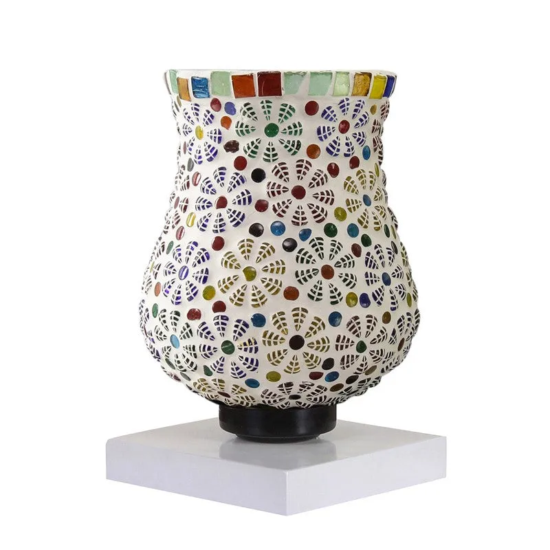 Flavia Mosaic Glass Table Lamp With Wooden Base - Multicolor media 6