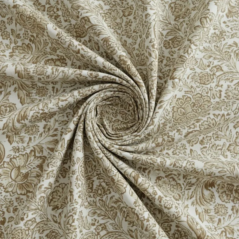 Micola Floral Printed Cotton Bedsheet (Brown) - 120 TC media 5