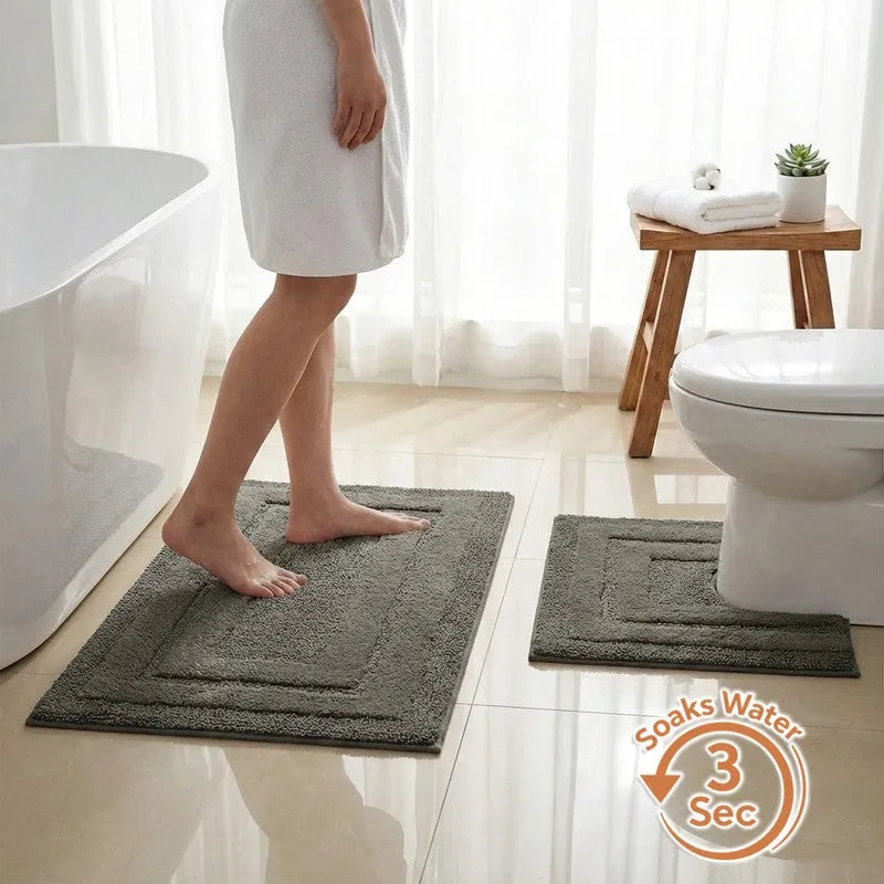 Aqualoom Anti skid Bath Mat (Olive Green) - Set Of Two media 1