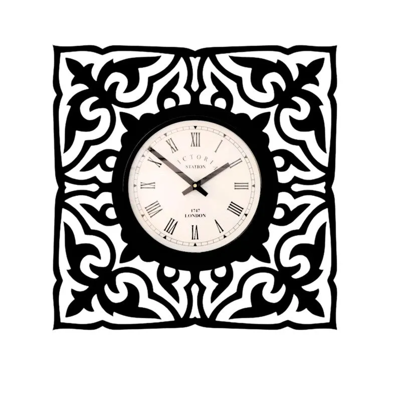 Flora Steel Analog Wall Clock - Black media 4