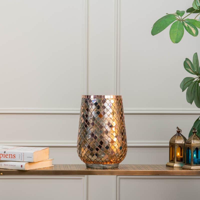 Garnet Mosaic Tumbler Vase - Rosegold media 3