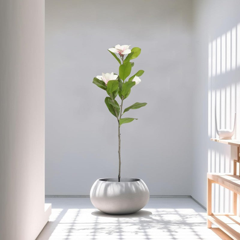 AuraBloom Artificial Mangolia Plant With Black Plastic Pot - 3.4 Feet media 6