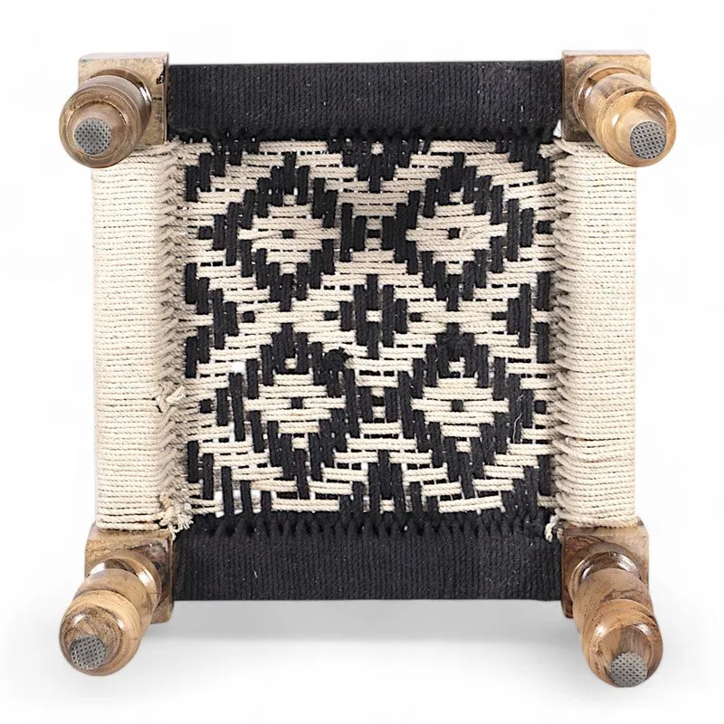 Ixaro Sheesham Wooden Stools (Black,White) - Set Of Two media 5