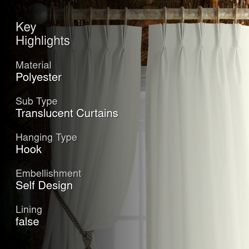 Esme Triple Pinch Pleat Short Width Curtain - Ivory media 2