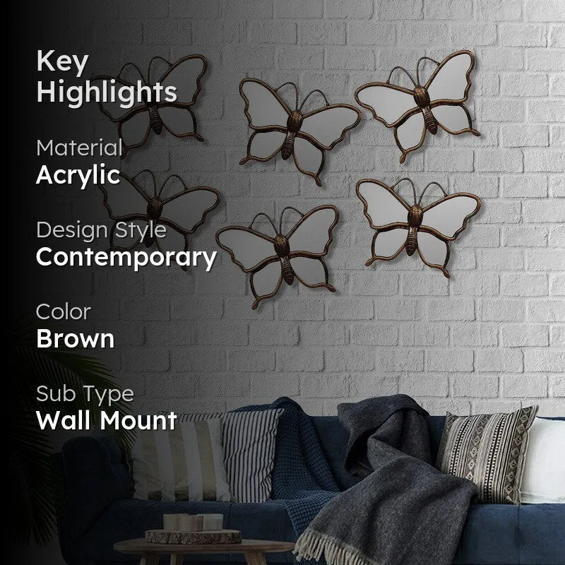 Winged Reflection Wall Mirrors - Set Of Six media 2