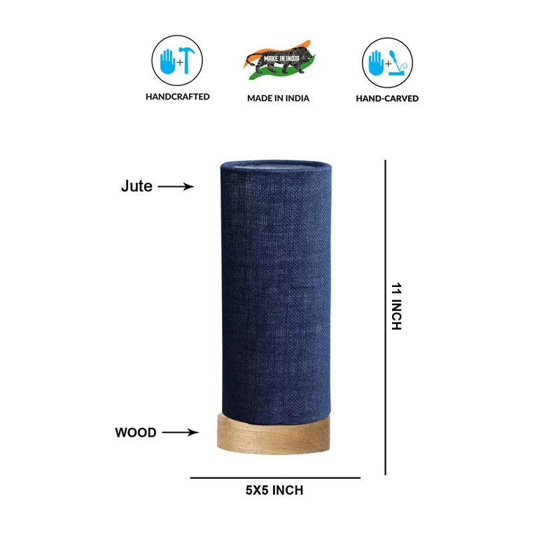 Nyra Tower Wooden Table Lamp With Jute Shade - Blue,Brown media 6